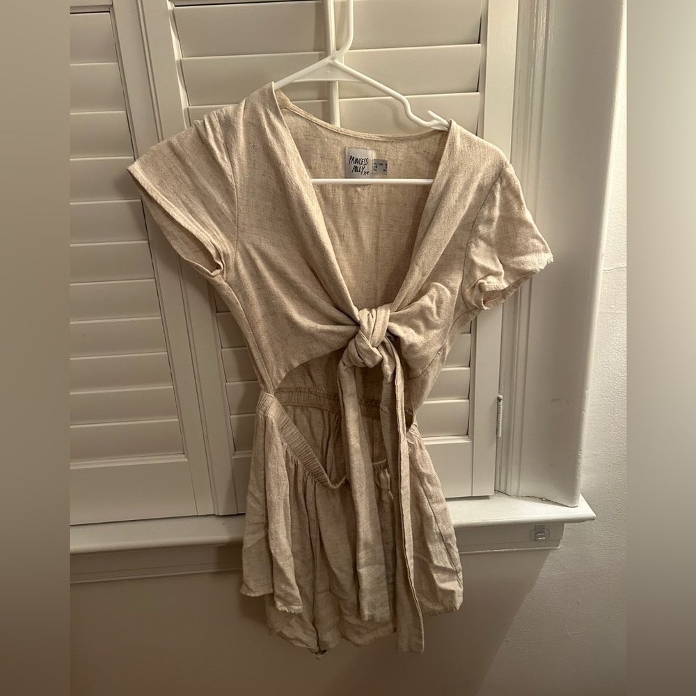 Princess Polly Beige Cutout Romper Size 2